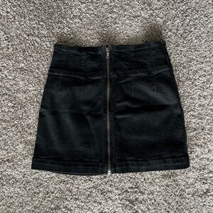 We the Free black denim skirt with zipper front